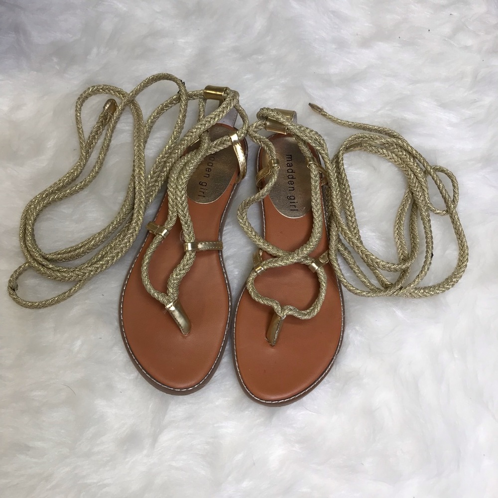 Madden Girl Gold Juliie Gladiator Sandals SZ 5